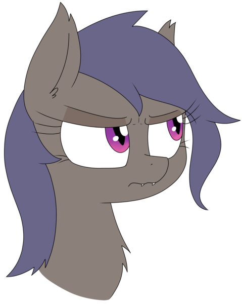 Size: 1754x2198 | Tagged: safe, artist:wafflecakes, derpibooru import, oc, oc:night skies, unofficial characters only, bat pony, pony, angry, bust, simple background, solo, transparent background