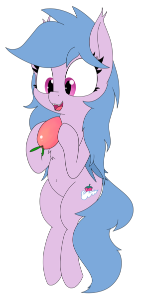 Size: 1859x3948 | Tagged: safe, artist:wafflecakes, derpibooru import, oc, oc:fruit hulu, unofficial characters only, bat pony, pony, bat pony oc, bat wings, fruit, happy, simple background, solo, transparent background, wings