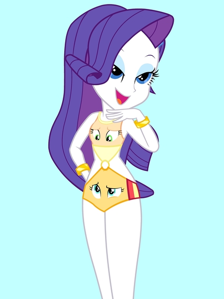 Applejack Artist Draymanor57 Clothes Clothing Transformation Derpibooru Import Equestria Girls Inanimate Tf One Piece Swimsuit Open Back Swimsuit O Ring Swimsuit Rarity Suggestive Sunset Shimmer Swimsuit Transformation Twibooru