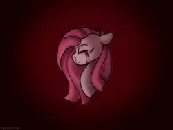 Size: 1024x768 | Tagged: semi-grimdark, artist:mariashapony, derpibooru import, pinkie pie, pony, blood, bust, crying, eyes closed, female, floppy ears, gradient background, mare, nosebleed, pinkamena diane pie, solo, tears of blood