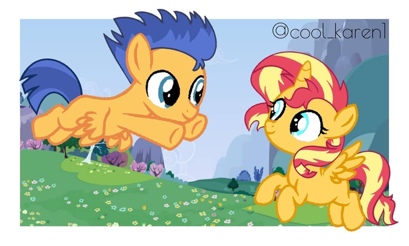 Size: 1080x650 | Tagged: safe, derpibooru import, flash sentry, sunset shimmer, alicorn, pony, alicornified, colt, female, filly, flashimmer, male, race swap, shimmercorn, shipping, straight