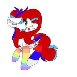 Size: 1378x1378 | Tagged: safe, artist:circuspaparazzi5678, derpibooru import, oc, oc:circus paparazzi, unofficial characters only, pegasus, pony, adopted, bow, britannia flash, clothes, rainbow socks, simple background, socks, solo, striped socks, transparent background