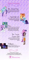 Size: 626x1277 | Tagged: safe, artist:illumnious, derpibooru import, applejack, fluttershy, princess luna, rainbow dash, rarity, starlight glimmer, sunset shimmer, trixie, twilight sparkle, oc, oc:candy autumnis twirls, oc:flares midnight, pony, equestria girls, my little pony: the movie, advertisement, commission, commission info, jewelry, rainbow power, regalia