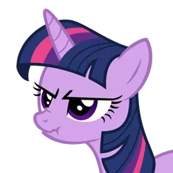 Size: 1024x1024 | Tagged: safe, artist:mattbas, derpibooru import, twilight sparkle, pony, unicorn, just for sidekicks, bust, female, mare, nose wrinkle, scrunchy face, simple background, solo, transparent background, unicorn twilight, vector