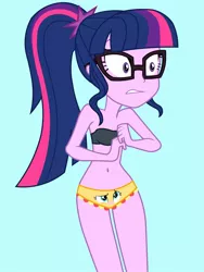 Size: 1536x2048 | Tagged: suggestive, artist:draymanor57, derpibooru import, sci-twi, sunset shimmer, twilight sparkle, equestria girls, blushing, bra, breasts, clothes, clothing transformation, inanimate tf, nervous, panties, pantified, transformation, underwear