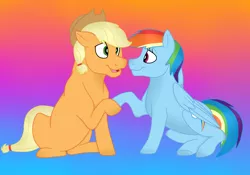 Size: 2844x1996 | Tagged: safe, artist:lightningbolt39, derpibooru import, applejack, rainbow dash, pony, appledash, female, lesbian, shipping