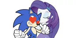 Size: 1200x597 | Tagged: safe, artist:sonicsuperstar1991, derpibooru import, rarity, equestria girls, crack shipping, crossover, crossover shipping, female, heart eyes, kissing, male, rarisonic, shipping, sonic the hedgehog, sonic the hedgehog (series), straight, wingding eyes