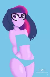 Size: 828x1280 | Tagged: safe, artist:7los7, derpibooru import, sci-twi, twilight sparkle, equestria girls, female, glasses, looking at you, negative space, sexy, smiling, solo