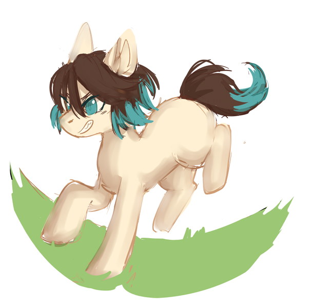 Size: 946x931 | Tagged: safe, artist:ezariel, derpibooru import, oc, oc:mocha polo, earth pony, pony, lineless, running, sketch, solo