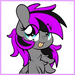 Size: 3100x3100 | Tagged: safe, artist:kimjoman, derpibooru import, oc, unofficial characters only, earth pony, pony, :p, bust, chest fluff, commission, cute, female, looking up, sitting, solo, tongue out