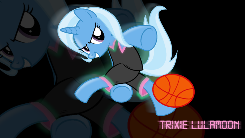 Size: 1920x1080 | Tagged: safe, artist:caliazian, artist:grapefruitface1, derpibooru import, trixie, pony, 1920x1080, basketball, clothes, jersey, sports, wallpaper