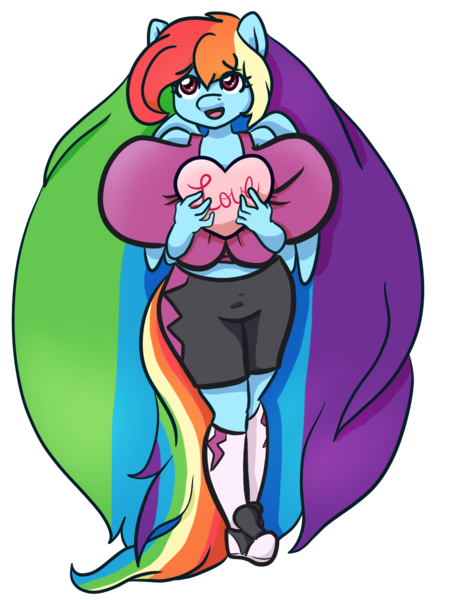 Size: 1200x1600 | Tagged: anthro, artist:koharuveddette, big breasts, breasts, busty rainbow dash, commission, commissioner:blaa6, derpibooru import, female, huge breasts, impossibly large breasts, impossibly large hair, never doubt blaa6 involvement, plantigrade anthro, rainbow dash, solo, solo female, suggestive