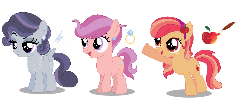 Size: 785x333 | Tagged: safe, artist:awoomarblesoda, derpibooru import, oc, unofficial characters only, earth pony, pegasus, pony, female, filly, magical lesbian spawn, offspring, parent:apple bloom, parent:button mash, parent:diamond tiara, parent:rumble, parent:scootaloo, parent:sweetie belle, parents:buttonbloom, parents:rumbelle, parents:scootiara, simple background, transparent background