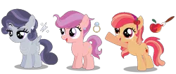 Size: 785x333 | Tagged: safe, artist:awoomarblesoda, derpibooru import, oc, unofficial characters only, earth pony, pegasus, pony, female, filly, magical lesbian spawn, offspring, parent:apple bloom, parent:button mash, parent:diamond tiara, parent:rumble, parent:scootaloo, parent:sweetie belle, parents:buttonbloom, parents:rumbelle, parents:scootiara, simple background, transparent background