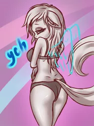 Size: 1100x1467 | Tagged: anthro, artist:derpifecalus, auction, bra, clothes, commission, derpibooru import, female, panties, safe, sketch, tail, underwear, your character here