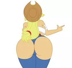 Size: 1900x1800 | Tagged: suggestive, artist:mashoart, derpibooru import, applejack, equestria girls, applebucking thighs, applebutt, ass, assless, away from viewer, breasts, butt, cameltoe, cowboy hat, female, hat, rearboob, simple background, solo, solo female, stetson, the ass was fat, thighs, thunder thighs, white background, wide hips