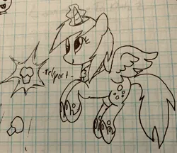 Size: 3024x2609 | Tagged: alicorn, alicornified, artist:rainbow eevee, derpibooru import, derpicorn, derpy hooves, drawing, food, graph paper, muffin, old art, princess, race swap, safe, solo, this will end in tears, traditional art
