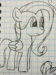 Size: 2321x3116 | Tagged: safe, artist:rainbow eevee, derpibooru import, fluttershy, pony, drawing, female, graph paper, old art, solo, traditional art