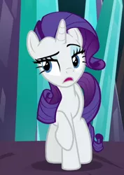 Size: 368x519 | Tagged: safe, derpibooru import, screencap, rarity, pony, unicorn, the beginning of the end, cropped, female, mare, raised hoof, solo