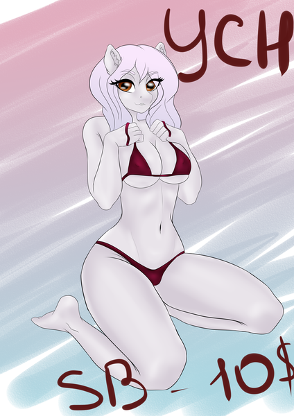 Size: 4000x5658 | Tagged: advertisement, anthro, artist:hierophant_green, auction, bra, breasts, clothes, commission, derpibooru import, female, panties, questionable, solo, solo female, underwear, your character here