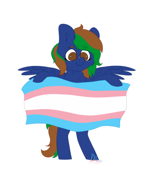 Size: 1024x1203 | Tagged: safe, artist:diantrex, derpibooru import, oc, oc:twisted cyclone, pegasus, pony, female, flag, mare, pride, pride flag, pride month, simple background, smiling, solo, transgender, transgender pride flag, transparent background, wingding eyes, wings