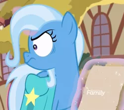 Size: 1209x1078 | Tagged: safe, derpibooru import, screencap, trixie, pony, student counsel, angry, cropped, discovery family logo, faic, magic, shrunken pupils, solo