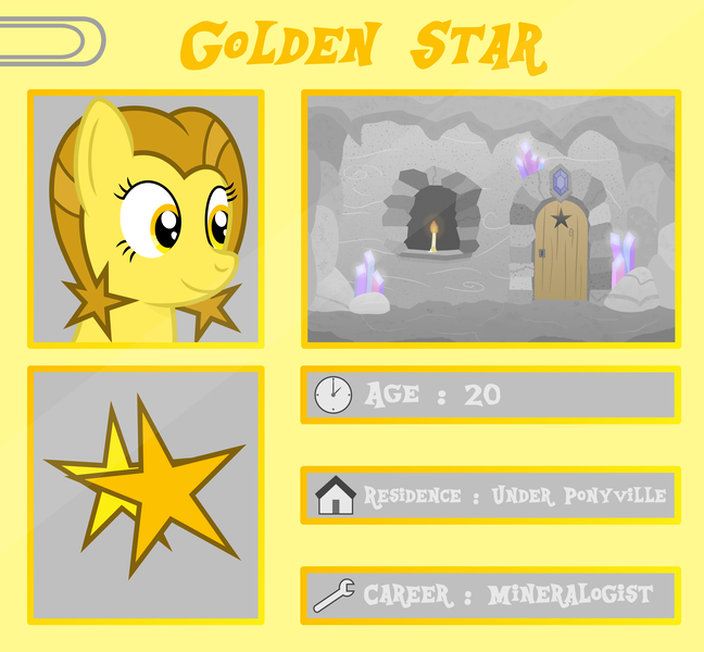 Size: 5400x5000 | Tagged: safe, artist:devfield, derpibooru import, oc, oc:golden star, pony, archway, backstory, boulder, bust, candle, candlelight, cave, crystal, cutie mark, door, female, gem, glow, keyhole, mare, paperclip, rock, shine, side view, smiling, solo, stalactite, stars, template, text, two toned mane, wood