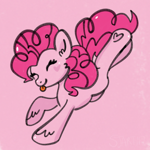 Size: 2100x2100 | Tagged: safe, artist:sjart117, derpibooru import, part of a set, pinkie pie, pony, :p, blank flank, doodle, eyes closed, female, fluffy, mare, solo, tongue out, underhoof, unshorn fetlocks