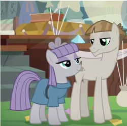 Size: 724x718 | Tagged: safe, derpibooru import, screencap, maud pie, mudbriar, pony, student counsel, couple, cropped, cute, female, looking at each other, male, maudabetes, maudbriar, shipping, smiling, straight, true love, when he smiles, when she smiles, when they smile