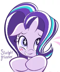 Size: 1701x2041 | Tagged: safe, artist:garammasara, derpibooru import, starlight glimmer, pony, unicorn, blushing, cute, female, glimmerbetes, grin, looking at you, mare, nervous, nervous grin, smiling, solo, starry eyes, wingding eyes