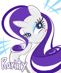 Size: 1701x2041 | Tagged: safe, artist:garammasara, derpibooru import, rarity, pony, unicorn, blushing, grin, looking at you, simple background, smiling, solo, starry eyes, wingding eyes