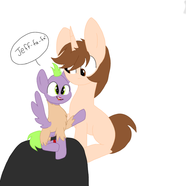 Size: 1378x1378 | Tagged: source needed, safe, artist:circuspaparazzi5678, derpibooru import, oc, ponified, pegasus, pony, unicorn, crossover, jeff dunham, peanut, puppet, ventriloquism