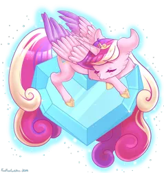 Size: 2000x2104 | Tagged: safe, artist:fuufuucuddles, derpibooru import, princess cadance, alicorn, pony, blushing, cheek fluff, crystal heart, cute, cutedance, ear fluff, eyes closed, female, leg fluff, mare, prone, simple background, sleeping, solo, transparent background