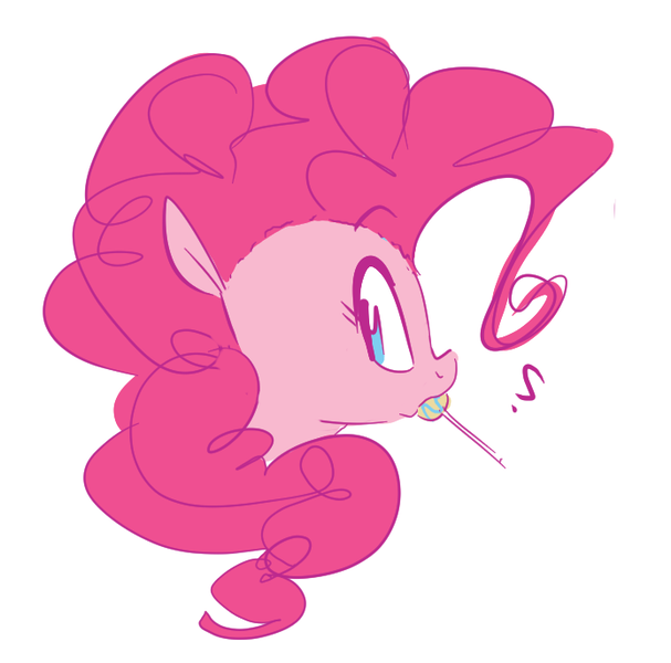 Size: 694x686 | Tagged: safe, artist:hattsy, derpibooru import, pinkie pie, earth pony, pony, bust, candy, cute, diapinkes, female, food, head only, lollipop, mare, portrait, profile, question mark, simple background, solo, white background