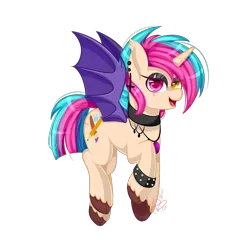 Size: 2000x2000 | Tagged: safe, artist:redheartponiesfan, derpibooru import, oc, oc:kittypaint, alicorn, bat pony, bat pony alicorn, pony, bat wings, choker, female, heterochromia, horn, mare, scar, simple background, solo, transparent background, wings