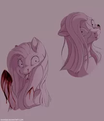 Size: 4300x5000 | Tagged: semi-grimdark, artist:allex-ai, artist:vavaig69, derpibooru import, pinkie pie, pony, blood, bust, creepy, creepy smile, crying, cut, female, floppy ears, head turn, injured, limited palette, looking at you, mare, nosebleed, open mouth, pinkamena diane pie, pinpoint eyes, raised hoof, simple background, smiling, solo, stray strand