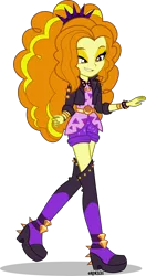 Size: 4000x7587 | Tagged: safe, artist:orin331, derpibooru import, adagio dazzle, equestria girls, equestria girls series, find the magic, spoiler:eqg series (season 2), absurd resolution, bracelet, clothes, female, headband, jacket, jewelry, leather jacket, simple background, smiling, solo, spiked headband, spiked wristband, transparent background, vector, wristband