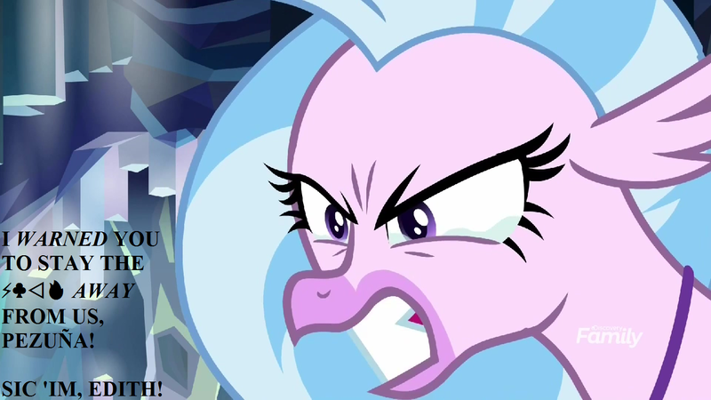 Size: 1440x810 | Tagged: angry, beware the nice ones, censored vulgarity, crying, derpibooru import, dialogue, edit, edited screencap, grawlixes, implied edith, implied jesús pezuña, jewelry, necklace, offscreen character, screencap, self defense, semi-grimdark, silverstream, student counsel, what lies beneath