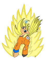 Size: 2048x2732 | Tagged: safe, artist:nthdegr33, derpibooru import, oc, ponified, earth pony, pony, unicorn, dragon ball z, goku, simple background, solo, super saiyan, transparent background