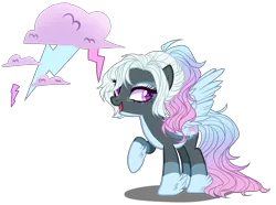 Size: 2750x2050 | Tagged: safe, artist:gihhbloonde, artist:meimisuki, derpibooru import, oc, oc:alluring storm, unofficial characters only, pegasus, pony, base used, eyeshadow, female, makeup, mare, multicolored hair, offspring, open mouth, pale belly, parent:rainbow dash, parent:thunderlane, parents:thunderdash, raised hoof, simple background, solo, transparent background