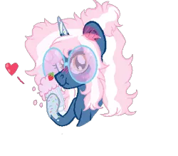 Size: 400x350 | Tagged: safe, artist:demoncourse, derpibooru import, oc, oc:sprinkle twinkle, unofficial characters only, pony, unicorn, blushing, bust, coat markings, commission, female, food, glasses, heart, hoof hold, mare, markings, milkshake, simple background, solo, strawberry, transparent background, ych result