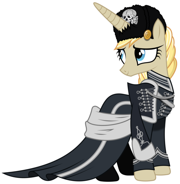 Size: 1024x1045 | Tagged: safe, artist:brony-works, derpibooru import, ponified, pony, unicorn, female, hussar, mare, prussia, simple background, solo, transparent background, vector, victoria louise of prussia