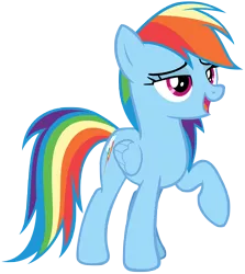 Size: 5991x6706 | Tagged: safe, artist:andoanimalia, derpibooru import, rainbow dash, pegasus, pony, common ground, absurd resolution, female, lidded eyes, mare, open mouth, raised hoof, simple background, solo, transparent background, vector