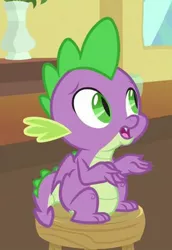 Size: 295x430 | Tagged: safe, derpibooru import, screencap, spike, dragon, the point of no return, claws, concerned, cropped, folded wings, male, sitting, solo, tail, toes, winged spike, wings