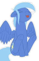 Size: 1233x1919 | Tagged: safe, artist:yannerino, derpibooru import, oc, oc:wind shear, unofficial characters only, pegasus, pony, eyes closed, raspberry, sitting, tongue out