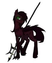 Size: 664x806 | Tagged: safe, artist:nsilverdraws, derpibooru import, oc, oc:bellum, unofficial characters only, horse, kirin, claws, female, halberd, horseman of war, image, png, simple background, solo, weapon