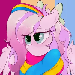 Size: 3000x3000 | Tagged: safe, artist:miss_tilt, derpibooru import, oc, oc:iridescent flings, pegasus, pony, pansexual pride flag, pride, pride flag, solo