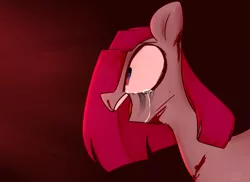 Size: 1280x932 | Tagged: semi-grimdark, artist:yeeegorka, derpibooru import, pinkie pie, pony, abstract background, blood, crying, female, makeup, mare, open mouth, pinkamena diane pie, running makeup, solo