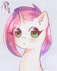 Size: 856x1059 | Tagged: safe, artist:whiskyice, derpibooru import, sweetie belle, pony, unicorn, alternate hairstyle, female, filly, punk, simple background, solo, white background