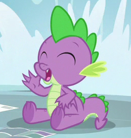 Size: 256x270 | Tagged: safe, derpibooru import, screencap, spike, dragon, the point of no return, claws, comic book, cropped, eyes closed, fangs, folded wings, male, open mouth, solo, tail, toes, underfoot, waterfall, winged spike, wings